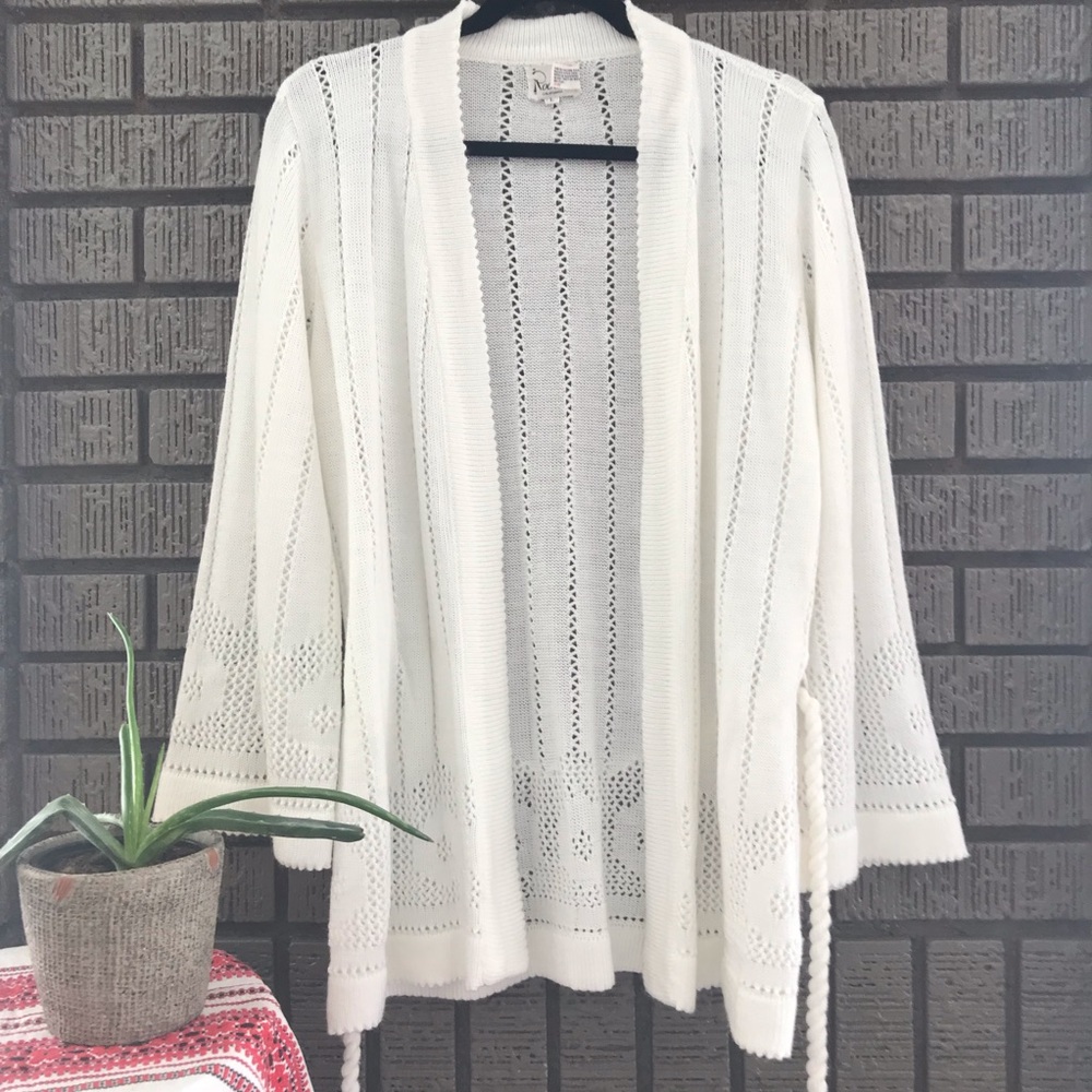 Rochelle • Vintage Cream Knit Cardigan Large